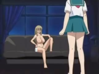 Äiti tekee lesbo likainen elokuva kanssa teini-ikäinen sisään anime