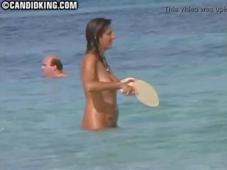 Candid Milf mom naked on the nude beach with her son!